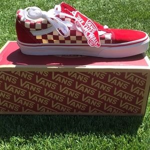 Red and White checkered old skool Vans